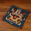 Embroidered Tea Mat, Square Coaster with Dragon Phoenix