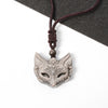 Carved Fox Mask Obsidian Pendant Necklace
