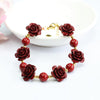 Cinnabar Rose Bracelet with Gold-Tone Accents