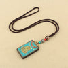 Tibetan Thangka Pendant Necklace, Ebony Wood Rope