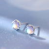 925 Sterling Silver Geometric Moonstone Stud Earrings