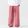 Men's Wide Leg Pants Solid Color Corduroy Trousers With Pockets