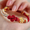 Handmade Red String Bracelet with Love Knot and Flower Charm