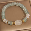 Blue Chalcedony Abacus Bead Bracelet with White Jade Charm