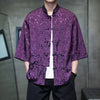 Men's Ice Silk Tang Suit Shirt with Frog Buttons and Pockets