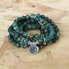 108 Bead Mala Bracelet Lotus Charm Wrap