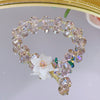Crystal Charm Bracelet with Clover, Heart or Flower Motif