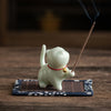 Ceramic Cat Incense Burner Cute Animal Decoration