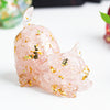 Resin Cat Figurine with Crystal Gravel, Desk Decor