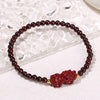 Garnet Pixiu Bracelet with Strawberry Quartz Bead