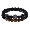 Frosted Lava Rock Bracelet Set with Crown Charm