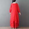 Women's Meditation Cloth Cotton V-Neck Midi Tunic Dress Wide Leg Pants