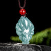 Natural Blue Water Jade Nine Tailed Fox Pendant Necklace
