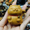 Green Sandalwood Lucky Cat Mini Figurine