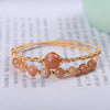 Crystal Bangle Bracelet with Gemstone Beads