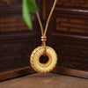Gold-Tone Coin Pattern Peace Buckle Pendant Necklace