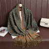 Jacquard Paisley Flower Pattern Color Contrast Design Tassel Cozy Scarf Shawl