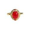 Green or Red Chalcedony Ring with Zirconia Halo