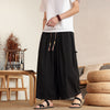 Men's Wide Leg Pants Summer Linen Blend Solid Color