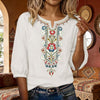 Women's Embroidered Boho T-Shirt, Spring Cotton Blend Top