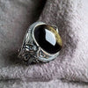 Adjustable Dragon Ring with Black Stone