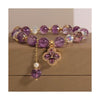 Amethyst and Strawberry Quartz Bracelet with Clover Charm