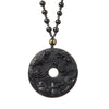 Black Obsidian Dragon Phoenix Pendant Necklace
