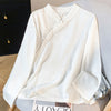 Jacquard Mandarin Collar Shirt with Frog Buttons