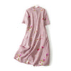 Summer Floral Cotton Linen Midi Dress With Side Slit