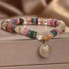 Colorful Crystal Peace Buckle Bracelet with Gold-Tone Accents