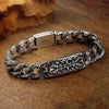 Vintage Pattern Engraved Copper Bracelet with Geometric Links