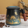 Ceramic Tea Cup with Infuser and Wooden Handle