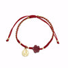 Cinnabar Flower Fu Character Blessing Braided String Bracelet