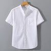 Men's Short Sleeve Button Down Cotton Linen Shirt
