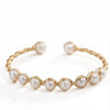 Gold-Tone Wire Wrapped Gemstone Bead Bangle Bracelet