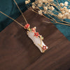 Bamboo Lotus Necklace Pendant Gold-Tone Floral Charm