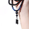 Black Obsidian and Blue Kyanite 108 Bead Mala Bracelet