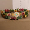 Double Wrap Tourmaline and Jade Flower Bracelet