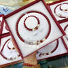 Red Cinnabar Jewelry Set Necklace Bracelet Earrings