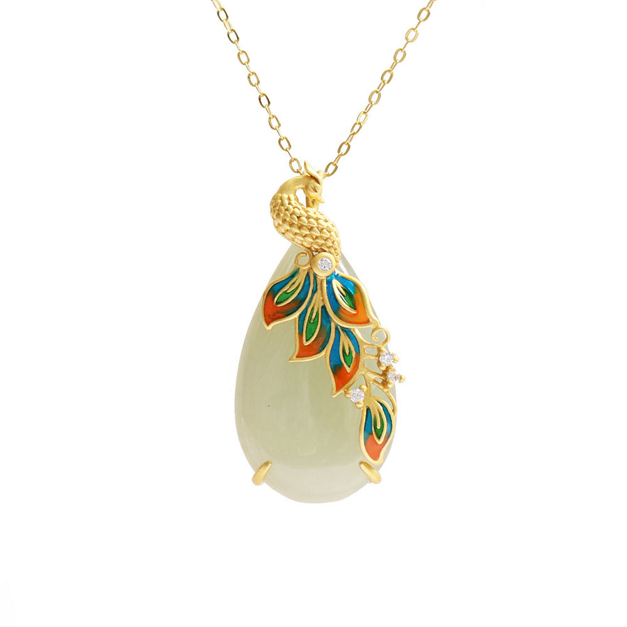 Phoenix Teardrop Pendant Necklace with Gold-Tone Chain