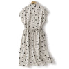 Polka Dot V-Neck Midi Dress With Pockets