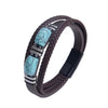 Tiger Eye Power Magnetic Buckle Multilayered Leather Bracelet