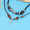 Anchor Pendant Necklace, Braided Cord with Beads