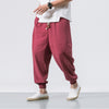 Men's Linen Harem Pants With Drawstring Waist And Pockets