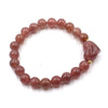 Natural Stone Heart Charm Bracelet, 8mm Beads