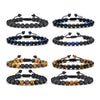 Tiger Eye and Lava Rock Bracelet, Handmade Adjustable Stone Bead