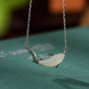 Sterling Silver White Jade Dolphin Necklace