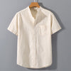 Men's Short Sleeve Button Down Cotton Linen Shirt