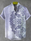 Men's Linen Short Sleeve Shirt with Mandala Print