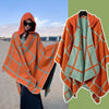 Hooded Knit Shawl Wrap, Tibetan Border Travel Poncho